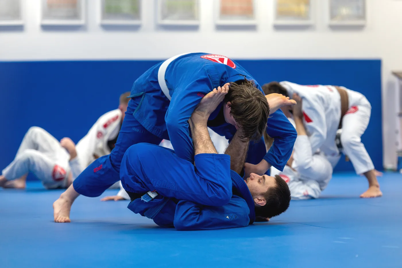 Adults training Jiu-Jitsu at Gracie Barra Bakersfield